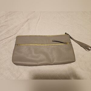 Elegant Gray Clutch Bag Faux Leather